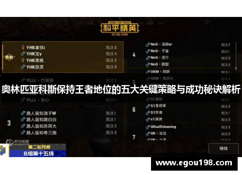 奥林匹亚科斯保持王者地位的五大关键策略与成功秘诀解析